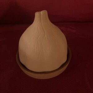 Vintage ceramic whole head garlic roaster dish